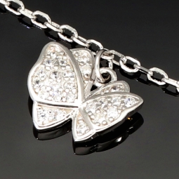 Filigranes Armband für Damen- Bettelarmband aus Sterling 925 Silber mit liebevoll gestalteten Anhängern, veredelt mit 141 glitzernden Zirkoniasteinen (Diamantimitationen) längenverstellbar ca. 18 - 22 cm