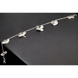 Filigranes Armband für Damen- Bettelarmband aus Sterling 925 Silber mit liebevoll gestalteten Anhängern, veredelt mit 141 glitzernden Zirkoniasteinen (Diamantimitationen) längenverstellbar ca. 18 - 22 cm