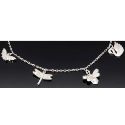 Filigranes Armband für Damen- Bettelarmband aus Sterling 925 Silber mit liebevoll gestalteten Anhängern, veredelt mit 141 glitzernden Zirkoniasteinen (Diamantimitationen) längenverstellbar ca. 18 - 22 cm