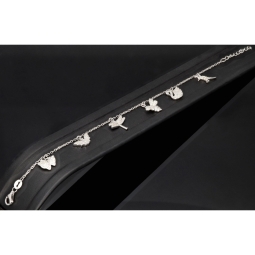 Filigranes Armband für Damen- Bettelarmband aus Sterling 925 Silber mit liebevoll gestalteten Anhängern, veredelt mit 141 glitzernden Zirkoniasteinen (Diamantimitationen) längenverstellbar ca. 18 - 22 cm