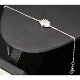 Funkelndes Armband mit Muschel-Anhänger– 925er Sterling Silber mit 57 Diamantimitationen (Zirkonia) längenverstellbar in ca. 18, 19, 20, 21, 22 cm