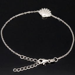 Funkelndes Armband mit Muschel-Anhänger– 925er Sterling Silber mit 57 Diamantimitationen (Zirkonia) längenverstellbar in ca. 18, 19, 20, 21, 22 cm