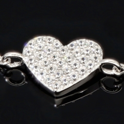 Hochwertig produziertes Armband mit Herz-Anhänger – 925er Sterling Silber mit vielen kleinen Zirkoniasteinen (Diamantimitaten) längenverstellbar in ca. 18, 19, 20, 21, 22 cm