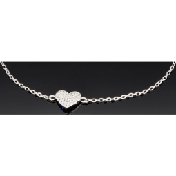 Hochwertig produziertes Armband mit Herz-Anhänger – 925er Sterling Silber mit vielen kleinen Zirkoniasteinen (Diamantimitaten) längenverstellbar in ca. 18, 19, 20, 21, 22 cm