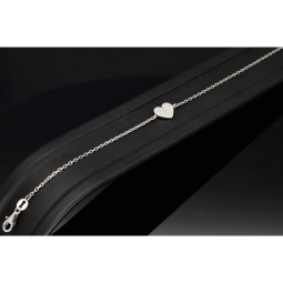 Hochwertig produziertes Armband mit Herz-Anhänger – 925er Sterling Silber mit vielen kleinen Zirkoniasteinen (Diamantimitaten) längenverstellbar in ca. 18, 19, 20, 21, 22 cm