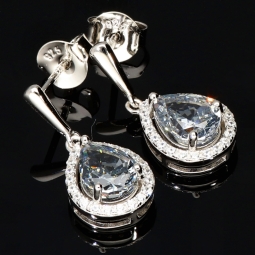Ohrhänger aus rhodiniertem 925 Sterling Silber mit funkelnden Zirkonia in Farb- und Weißtönen (Diamant-Look), 2,52 ct im edlen Schliffmix