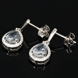 Ohrhänger aus rhodiniertem 925 Sterling Silber mit funkelnden Zirkonia in Farb- und Weißtönen (Diamant-Look), 2,52 ct im edlen Schliffmix