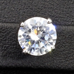 Funkelnde Ohrstecker aus rhodiniertem 925er Sterlingsilber mit Zirkonia (Diamant-Imitation-Steine, Brillantschliff) in Krappen gefasst