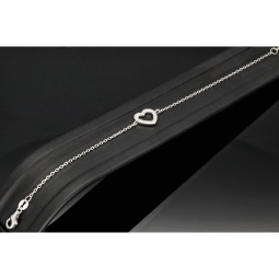 Feines Armband aus 925er Sterling Silber mit Herz-Anhänger und funkelnden Zirkoniasteinen  (Diamantimitaten) - Länge verstellbar in ca. 18, 19, 20, 21, 22 cm
