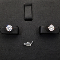 Stilvolle Ohrstecker aus rosévergoldetem 925er Sterlingsilber mit Zirkonia (Diamantimitat, Brillantschliff)