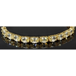 Armband für Damen aus 925er Silber, vergoldet, besetzt mit vielen funkelnden, hochkarätigen Zirkonia im Ovalschliff in edlen Krappenfassungen - längenverstellbar in ca. 16, 17, 18, 19, 20, 21, 22, 23 und 24 cm