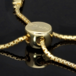 Armband für Damen aus 925er Silber, vergoldet, besetzt mit vielen funkelnden, hochkarätigen Zirkonia im Ovalschliff in edlen Krappenfassungen - längenverstellbar in ca. 16, 17, 18, 19, 20, 21, 22, 23 und 24 cm