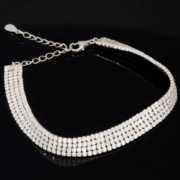 Bling-Bling Zirkonia-Armband aus 925er Silber, rhodiniert in feinem Design, in filigraner Präzision besetzt mit 340 Zirkoniasteinen ca. 3,40 ct. im Brillantschliff (Diamantimitationen) Längenverstellbar ca: 16-21 cm