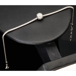 Stilvolles 925 sterling Silberarmband mit funkelndem Kugel-Bead, besetzt mit vielen kleinen Zirkonia (Diamantimitaten) - Länge verstellbar von ca. 19 bis 22 cm