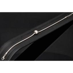 Stilvolles 925 sterling Silberarmband mit funkelndem Kugel-Bead, besetzt mit vielen kleinen Zirkonia (Diamantimitaten) - Länge verstellbar von ca. 19 bis 22 cm