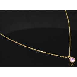 Exquisites Schmuckset - Kette mit Anhänger aus Sterling Silber 925, vergoldet, mit einem in Krappen gefassten, fliederfarbenen Zirkonia (Diamantimitat 1,00 ct. Brillantschliff)