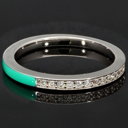 Ring aus 925 Sterling Silber in modernem Design mit feinem Zirkonia-Besatz (Diamantimitationen) - RG ca. 50