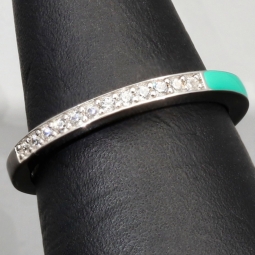 Ring aus 925 Sterling Silber in modernem Design mit feinem Zirkonia-Besatz (Diamantimitationen) - RG ca. 50