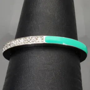 Ring aus 925 Sterling Silber in modernem Design mit feinem Zirkonia-Besatz (Diamantimitationen) - RG ca. 64