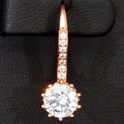 Glänzende Ohrringe aus 925er Silber Rosévergoldet mit funkelnden Zirkonia (Diamant-Imitation-Steine, Brillantschliff)