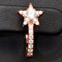 Magischer Sternenglanz – Ohrringe mit funkelnden Zirkonia (Diamant-Imitation-Steine, Brillantschliff) aus edlem 925er Silber  in Rosévergoldung