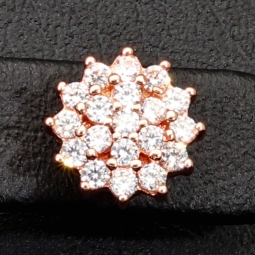 Rose vergoldete Ohrstecker mit leuchtenden Zirkonia (Diamant-Imitation-Steine, Brillantschliff) aus edlem 925er Silber
