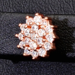 Rose vergoldete Ohrstecker mit leuchtenden Zirkonia (Diamant-Imitation-Steine, Brillantschliff) aus edlem 925er Silber