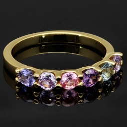 Vergoldeter, funkelnder Ring für Damen Ring aus edlem Sterling 925er Silber mit Zirkonia im Brillantschliff (Diamant-Imitation ca. 0,96 ct) - Ringgröße ca. 57