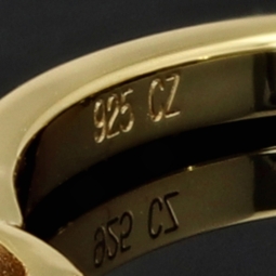 Vergoldeter, funkelnder Ring für Damen Ring aus edlem Sterling 925er Silber mit Zirkonia im Brillantschliff (Diamant-Imitation ca. 0,96 ct) - Ringgröße ca. 57