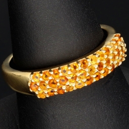 Funkelnder Ring aus Sterling Silber 925, vergoldet mit Zirkoniabesatz im Brillantschliff in orange gellblichen Farbtönen - Ringgröße ca. 56