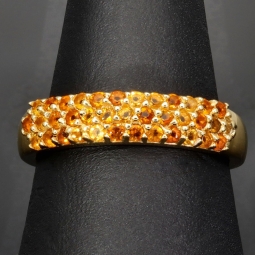 Funkelnder Ring aus Sterling Silber 925, vergoldet mit Zirkoniabesatz im Brillantschliff in orange gellblichen Farbtönen - Ringgröße ca. 56