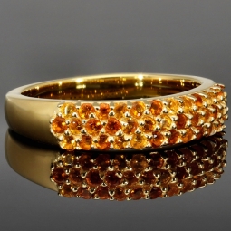 Funkelnder Ring aus Sterling Silber 925, vergoldet mit Zirkoniabesatz im Brillantschliff in orange gellblichen Farbtönen - Ringgröße ca. 56