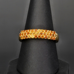 Funkelnder Ring aus Sterling Silber 925, vergoldet mit Zirkoniabesatz im Brillantschliff in orange gellblichen Farbtönen - Ringgröße ca. 56
