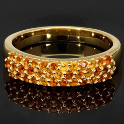 Funkelnder Ring aus Sterling Silber 925, vergoldet mit Zirkoniabesatz im Brillantschliff in orange gellblichen Farbtönen - Ringgröße ca. 56