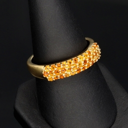 Funkelnder Ring aus Sterling Silber 925, vergoldet mit Zirkoniabesatz im Brillantschliff in orange gellblichen Farbtönen - Ringgröße ca. 56