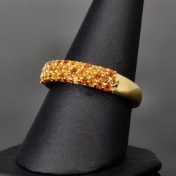 Funkelnder Ring aus Sterling Silber 925, vergoldet mit Zirkoniabesatz im Brillantschliff in orange gellblichen Farbtönen - Ringgröße ca. 56