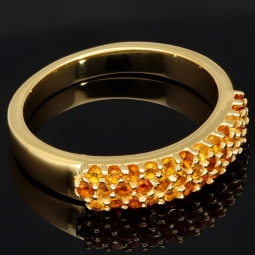 Funkelnder Ring aus Sterling Silber 925, vergoldet mit Zirkoniabesatz im Brillantschliff in orange gellblichen Farbtönen - Ringgröße ca. 56