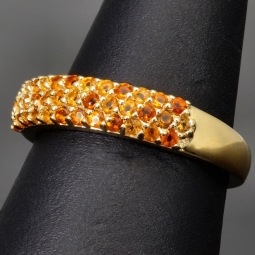 Funkelnder Ring aus Sterling Silber 925, vergoldet mit Zirkoniabesatz im Brillantschliff in orange gellblichen Farbtönen - Ringgröße ca. 56