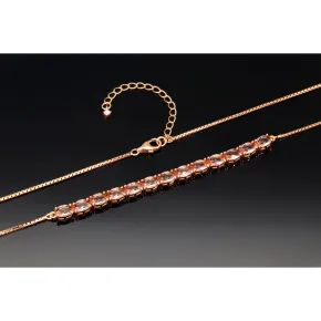 Rosévergoldetes Collier aus Sterling 925 Silber mit prunkvollem Zierelement mit Zirkoniabesatz (Diamantimitat, Brillantschliff) - ca. 45-50 cm - längenverstellbar