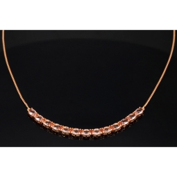 Rosévergoldetes Collier aus Sterling 925 Silber mit prunkvollem Zierelement mit Zirkoniabesatz  (Diamantimitat, Brillantschliff) - ca. 45-50 cm - längenverstellbar