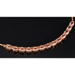 Rosévergoldetes Collier aus Sterling 925 Silber mit prunkvollem Zierelement mit Zirkoniabesatz  (Diamantimitat, Brillantschliff) - ca. 45-50 cm - längenverstellbar
