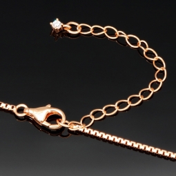 Rosévergoldetes Collier aus Sterling 925 Silber mit prunkvollem Zierelement mit Zirkoniabesatz  (Diamantimitat, Brillantschliff) - ca. 45-50 cm - längenverstellbar
