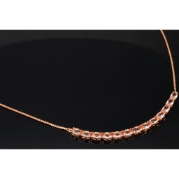 Rosévergoldetes Collier aus Sterling 925 Silber mit prunkvollem Zierelement mit Zirkoniabesatz  (Diamantimitat, Brillantschliff) - ca. 45-50 cm - längenverstellbar