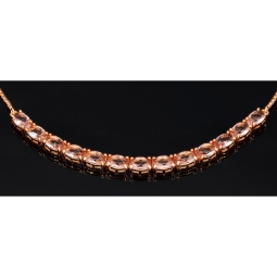 Rosévergoldetes Collier aus Sterling 925 Silber mit prunkvollem Zierelement mit Zirkoniabesatz  (Diamantimitat, Brillantschliff) - ca. 45-50 cm - längenverstellbar