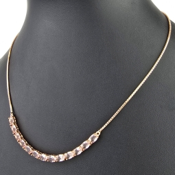 Rosévergoldetes Collier aus Sterling 925 Silber mit prunkvollem Zierelement mit Zirkoniabesatz  (Diamantimitat, Brillantschliff) - ca. 45-50 cm - längenverstellbar