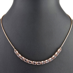 Rosévergoldetes Collier aus Sterling 925 Silber mit prunkvollem Zierelement mit Zirkoniabesatz  (Diamantimitat, Brillantschliff) - ca. 45-50 cm - längenverstellbar