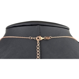 Rosévergoldete Kette mit funkelndem Anhänger aus Sterling Silber 925 mit Zirkoniabesatz (Diamantimitation - ca. 1,00 ct Brillantschliff in Champagner-Ton) Länge verstellbar ca. 45-50 cm