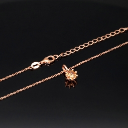 Rosévergoldete Kette mit funkelndem Anhänger aus Sterling Silber 925 mit Zirkoniabesatz (Diamantimitation - ca. 1,00 ct Brillantschliff in Champagner-Ton) Länge verstellbar ca. 45-50 cm