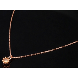 Rosévergoldete Kette mit funkelndem Anhänger aus Sterling Silber 925 mit Zirkoniabesatz (Diamantimitation - ca. 1,00 ct Brillantschliff in Champagner-Ton) Länge verstellbar ca. 45-50 cm