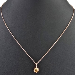 Rosévergoldete Kette mit funkelndem Anhänger aus Sterling Silber 925 mit Zirkoniabesatz (Diamantimitation - ca. 1,00 ct Brillantschliff in Champagner-Ton) Länge verstellbar ca. 45-50 cm